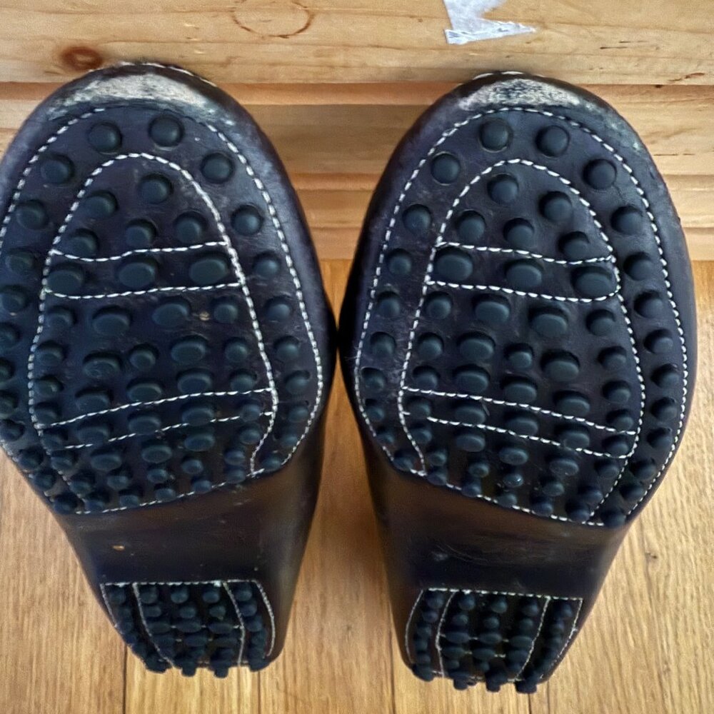 Tods Womens Black Leather Driving Loafers Size 36.5 EU With Rubber Sole Detailin - Picture 9 of 11